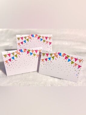 Colored Party Banner & Confetti Place Cards - 
24 Pack